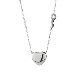 Qr/gr01 collar en acero rodiado con central en forma de corazón