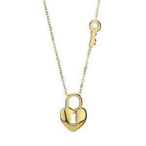 Qr/gr05 collar de acero bañado en oro amarillo con central en forma de candado