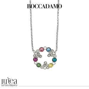 Collar rodiado con colgante circular y cristales