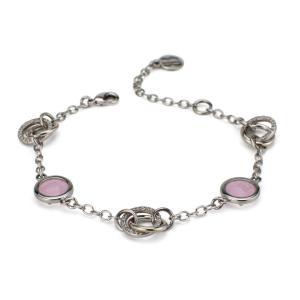 Pulsera con elementos circulares de circonitas y cristales de colores