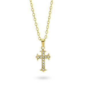 Collar bañado en oro amarillo con colgante de cruz copta y circonitas