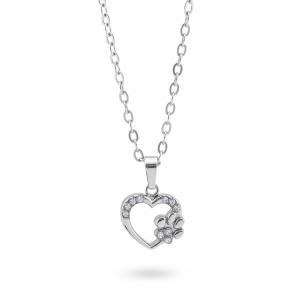Collar con colgante de corazón y patita con pavé de circonitas