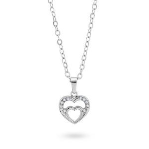 Collar con colgante de corazones concéntricos y pavé de circonitas