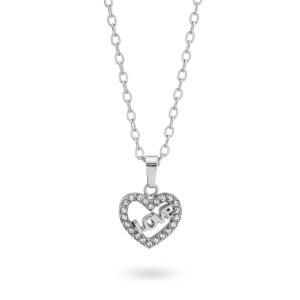 Collar con colgante de corazón, pavé de circonitas e inscripción interna