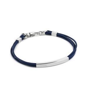 Pulsera de cuero azul con placa lisa