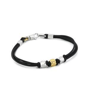 Pulsera de cuero negro con tres cubos