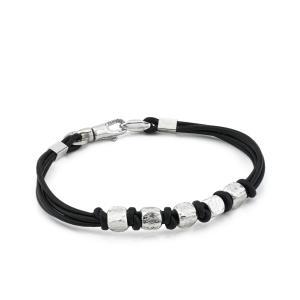 Pulsera de cuero negro con cinco cubos