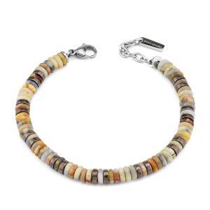 Pulsera para hombre con ágata y hematita café