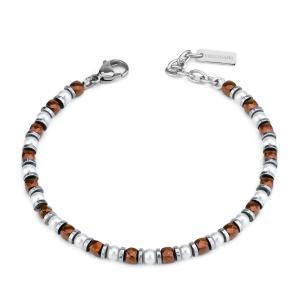 Pulsera para hombre con ojo de tigre y perlas sintéticas
