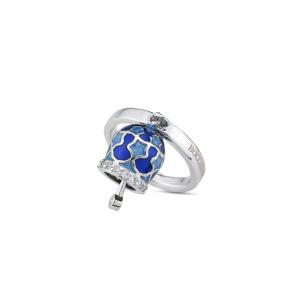 Anillo con campanilla de la suerte en violeta y azul