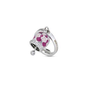 Anillo con campanilla de la suerte fucsia y rosa