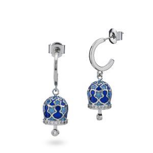 Pendientes con campanilla de la suerte en violeta y azul