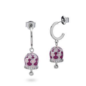 Pendientes con campanilla de la suerte en fucsia y rosa