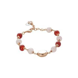 Pulsera rosa con cuarzo rosa y cornalina