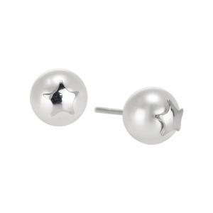 Pendientes de botón en plata con estrella sobre perla swarovski