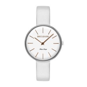 Reloj con correa de piel blanco e índices rosas