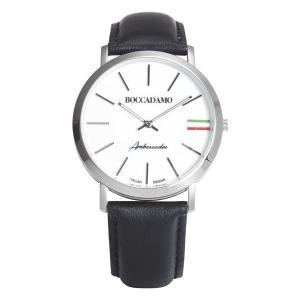 Reloj con correa de piel, esfera blanca y tricolor