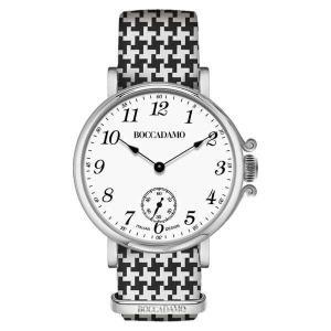 Reloj de mujer con esfera blanca y correa en pata de gallo