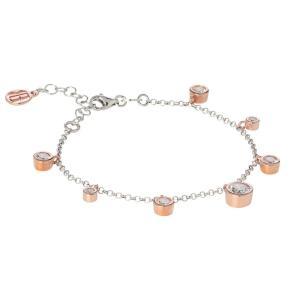 Pulsera bicolor con colgantes de circonitas talla diamante