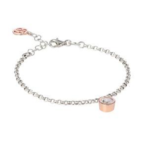 Pulsera bicolor con colgante de circonita talla diamante