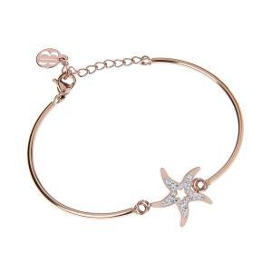 Pulsera semirrígida de color rosa y central con forma de estrella en pavé de strass