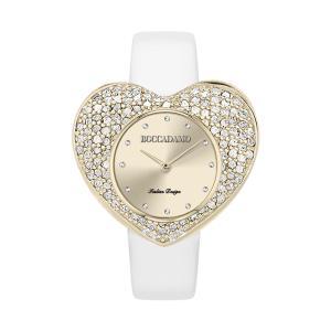 Reloj con esfera en forma de corazón y correa blanca de piel auténtica