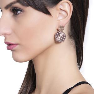 Pendientes rosas con colgantes circulares radiales