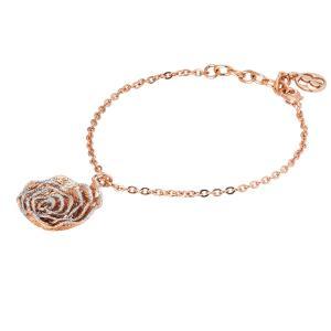 Pulsera de color rosa con una rosa en purpurina plateada