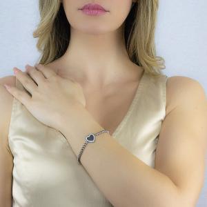 Pulsera de cuentas con corazón y strass