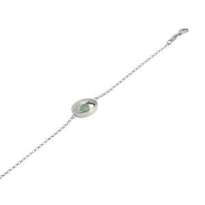 Pulsera con central lunar de circonitas y cristal verde agua