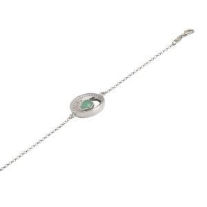 Pulsera con central de circonitas y cristal verde agua