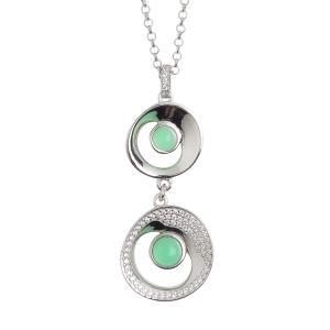 Collar con colgante de doble eclipse lunar y cristal verde agua