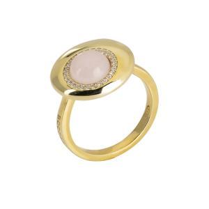 Anillo eclipse lunar con cristal color cuarzo rosa