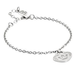 Pulsera con colgante de corazón y corona