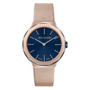 Reloj de agujas bañado en oro rosa con esfera azul