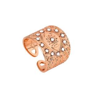 Anillo de banda con flor de la vida bañado en oro rosa