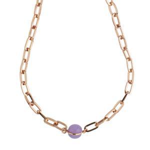 Collar con eslabones grandes y cabujón azul-lila