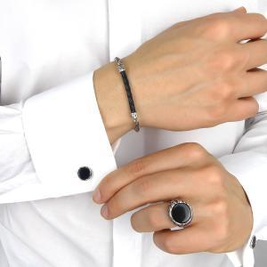 Pulsera de cuerda con cordón de cuero negro