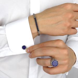 Anillo sello con ágata azul