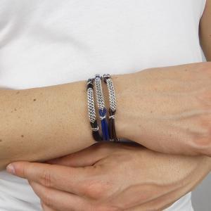 Pulsera de cuero azul con cuerdas retorcidas