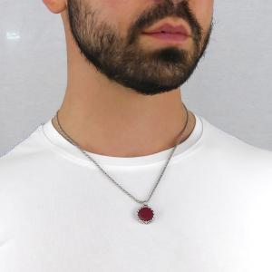 Collar con ágata roja