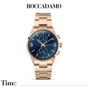 Reloj cronógrafo de color oro rosa con esfera azul