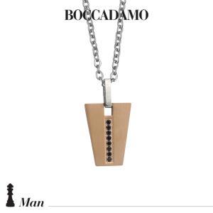 Collar con colgante geométrico en pvd rosa y circonitas