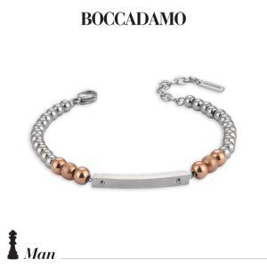 Pulsera con esferas de acero y pvd oro rosa