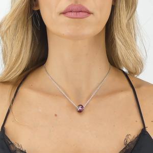 Collar con cristal color amatista