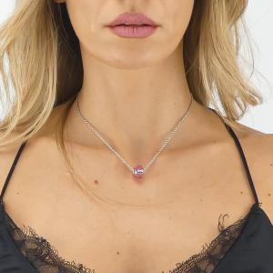 Collar con cristal color rosáceo