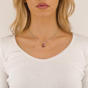 Collar con corazón irregular rosa antiguo