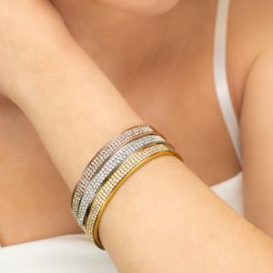 Jj/br14 brazalete bañado en oro amarillo con circonitas