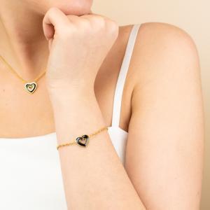 Ca/br17 pulsera de acero, bañada en oro amarillo, con central en forma de corazón