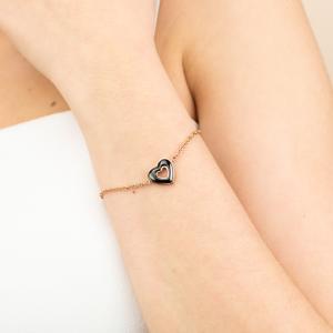 Ca/br18 pulsera de acero, bañada en oro rosa, con central en forma de corazón